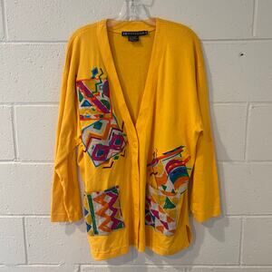 Vintage IB Diffusion Bold Graphic Cardigan Size XL
